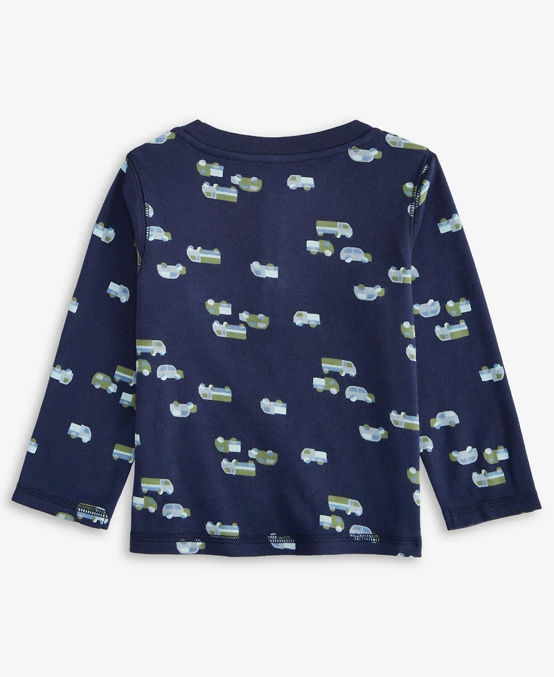 First Impressions Baby Boys Long-Sleeve Geo Trucks Printed Cotton T-Shirt, Exclusively at Macy's