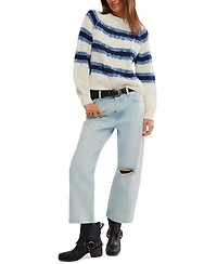 Free People Women's Frankie Striped Cotton Cable Knit Sweater