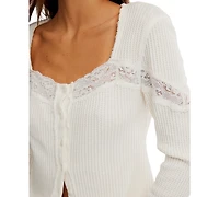 Free People Women's Lets Party Square-Neck Button-Front Top