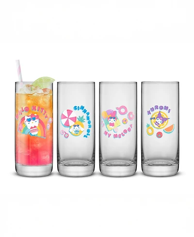 JoyJolt Hello Kitty Friends Summer Drinking Glasses, Set of 4