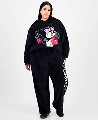 Love Tribe Trendy Plus Size Kuromi Fleece Pullover Hoodie Kuromi Fleece Drawstring Pants