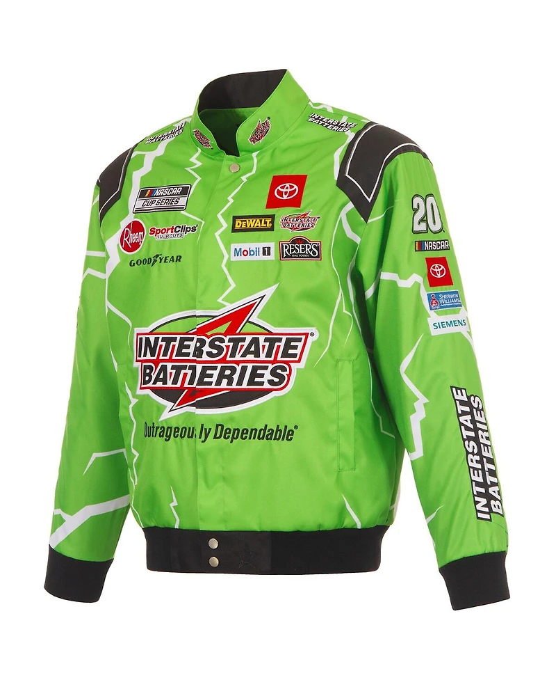 Jh Design Men's Green Christopher Bell Interstate Batteries Full-Snap Twill Uniform Jacket