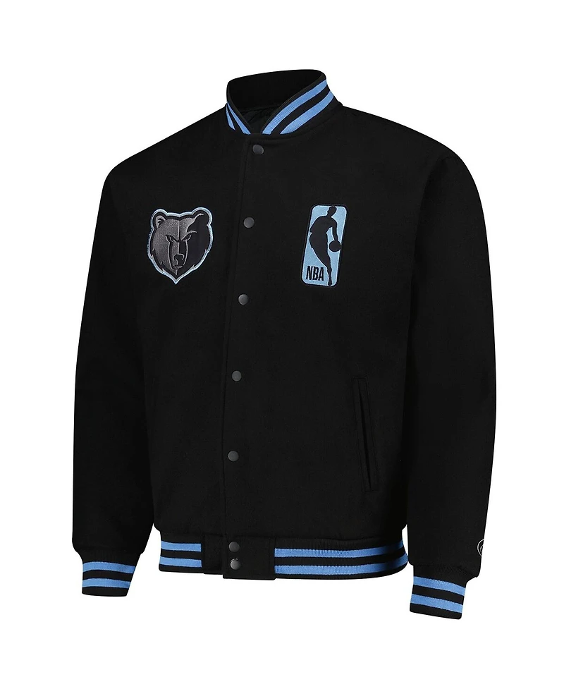 Fisll Men's and Women's Black Memphis Grizzlies Logo Man Shadow Collection Full-Snap Varsity Jacket