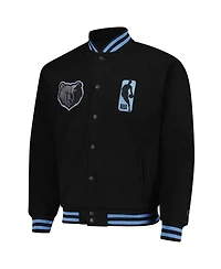 Fisll Men's and Women's Black Memphis Grizzlies Logo Man Shadow Collection Full-Snap Varsity Jacket