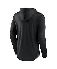 Fanatics Men's Black/Heather Charcoal Seattle Kraken Iconic Defender Pullover Hoodie