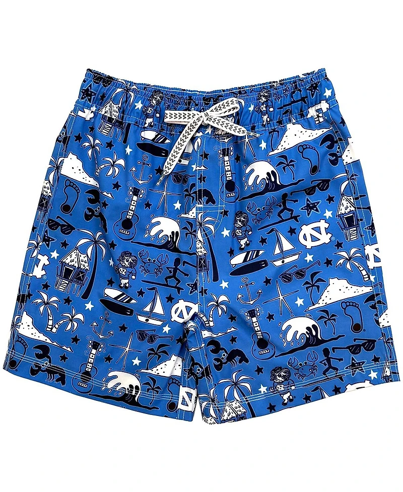 Wes & Willy Big Boys and Girls Carolina Blue North Tar Heels Luau Swim Trunks