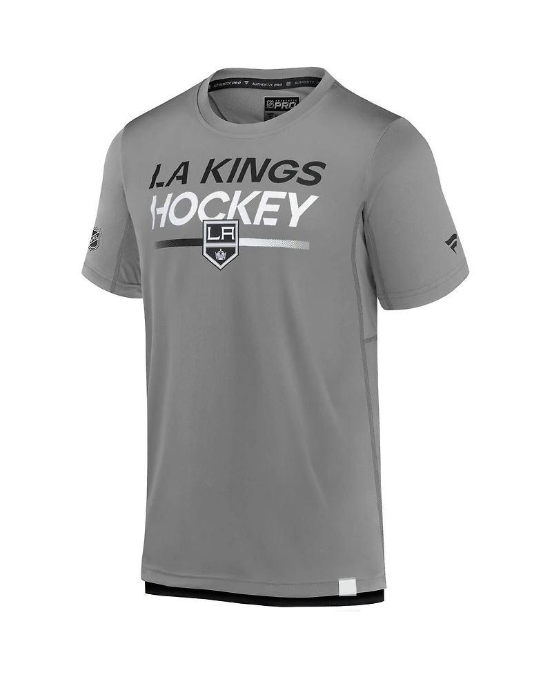 Fanatics Men's Gray Los Angeles Kings Authentic Pro Tech T-Shirt
