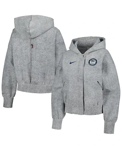 Nike Women's Gray U.s. Paralympics 2024 Media Day Oversized Cropped Performance Full-Zip Hoodie Jacket