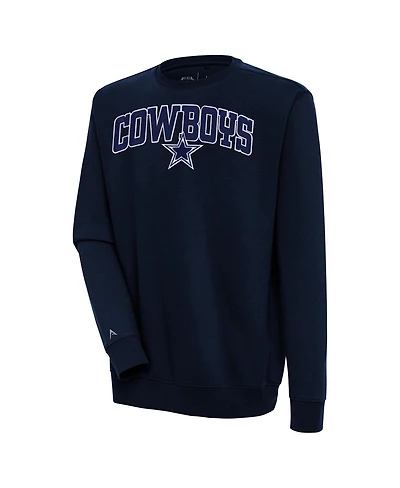Antigua Men's Navy Dallas Cowboys Victory Chenille Pullover Sweatshirt