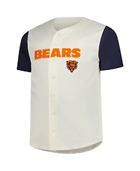 Fanatics Men's Cream Chicago Bears Full-Button Short Sleeve T-Shirt