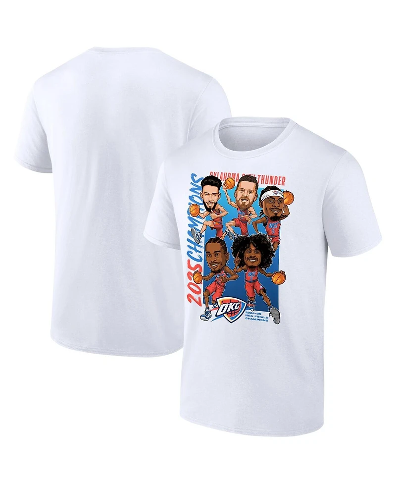 Fanatics Men's White Oklahoma City Thunder 2025 Nba Finals Champions Big Tall Caricature Roster T-Shirt
