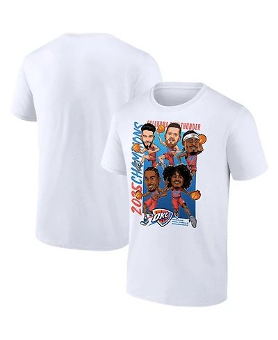 Fanatics Men's White Oklahoma City Thunder 2025 Nba Finals Champions Big Tall Caricature Roster T-Shirt
