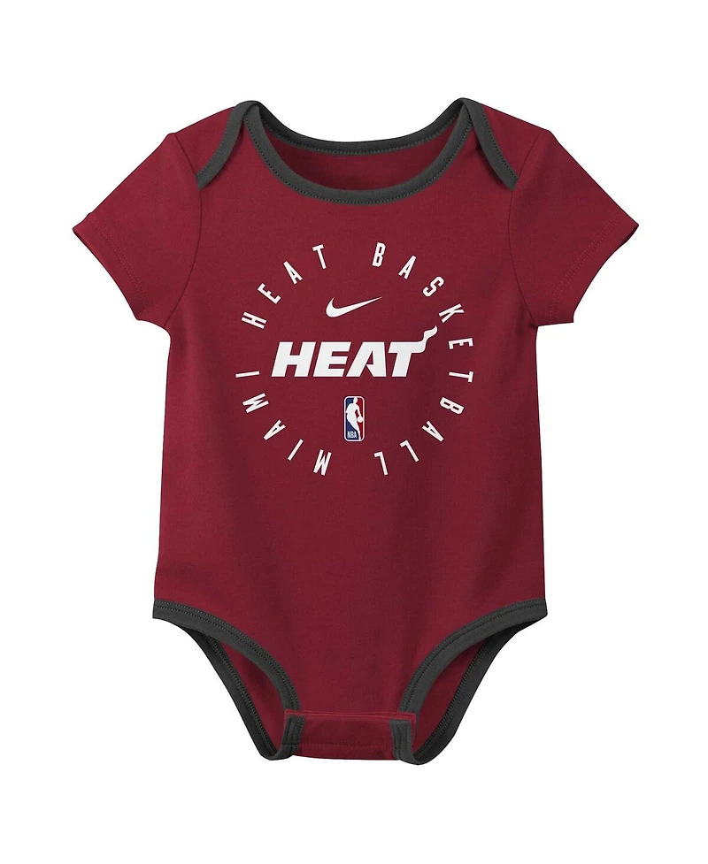 Nike Baby Boys and Girls 3-Pack Miami Heat Bodysuit Set