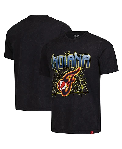 Sportiqe Men's and Women's Black Indiana Fever Rock Roll Collection Angus Mineral Wash T-Shirt