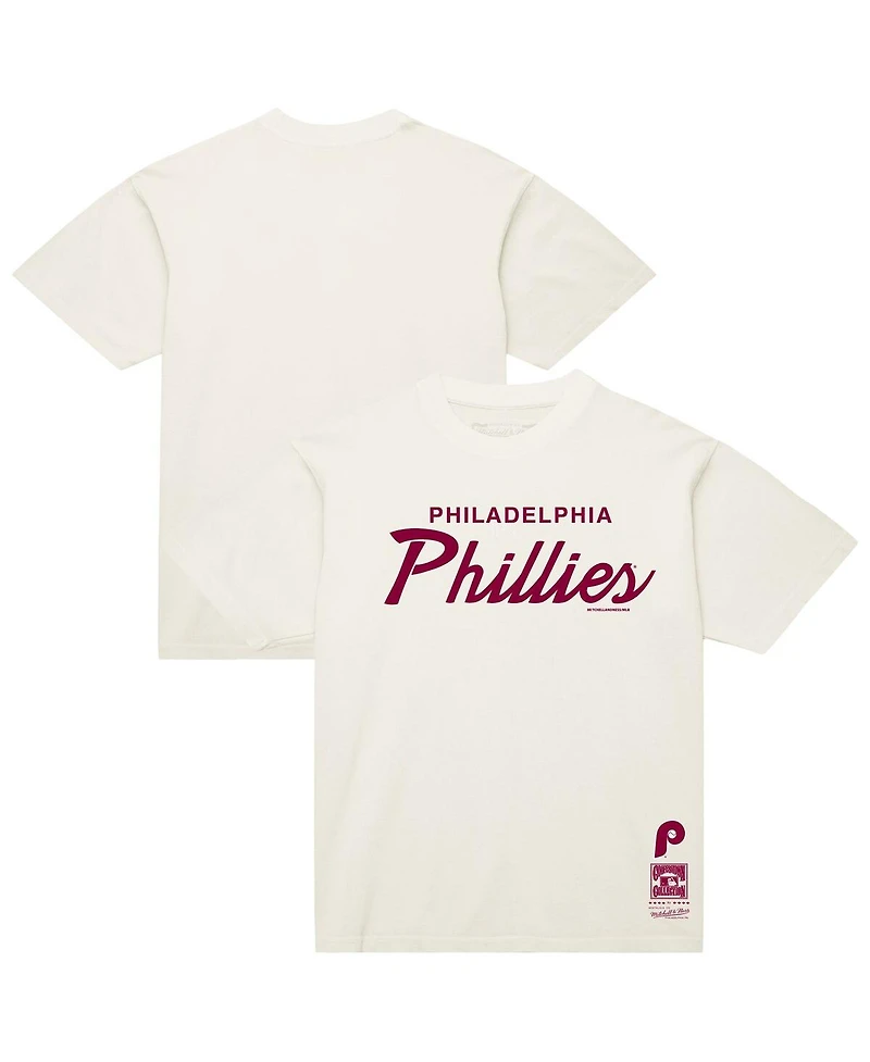 Mitchell & Ness Men's Cream Philadelphia Phillies Script T-Shirt