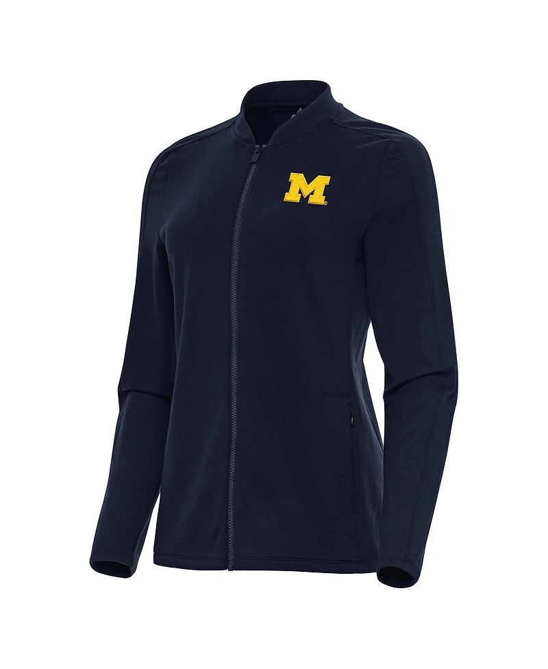 Antigua Women's Navy Michigan Wolverines Continual Full-Zip Jacket