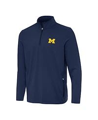 Antigua Men's Navy Michigan Wolverines Perilous Quarter-Zip Pullover T-Shirt