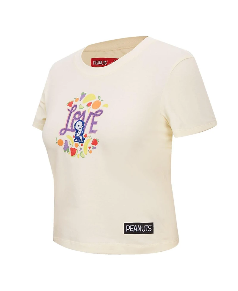 Freeze Max Women's Cream Peanuts Sweet Love Baby Doll Cropped T-Shirt