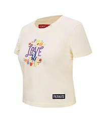 Freeze Max Women's Cream Peanuts Sweet Love Baby Doll Cropped T-Shirt