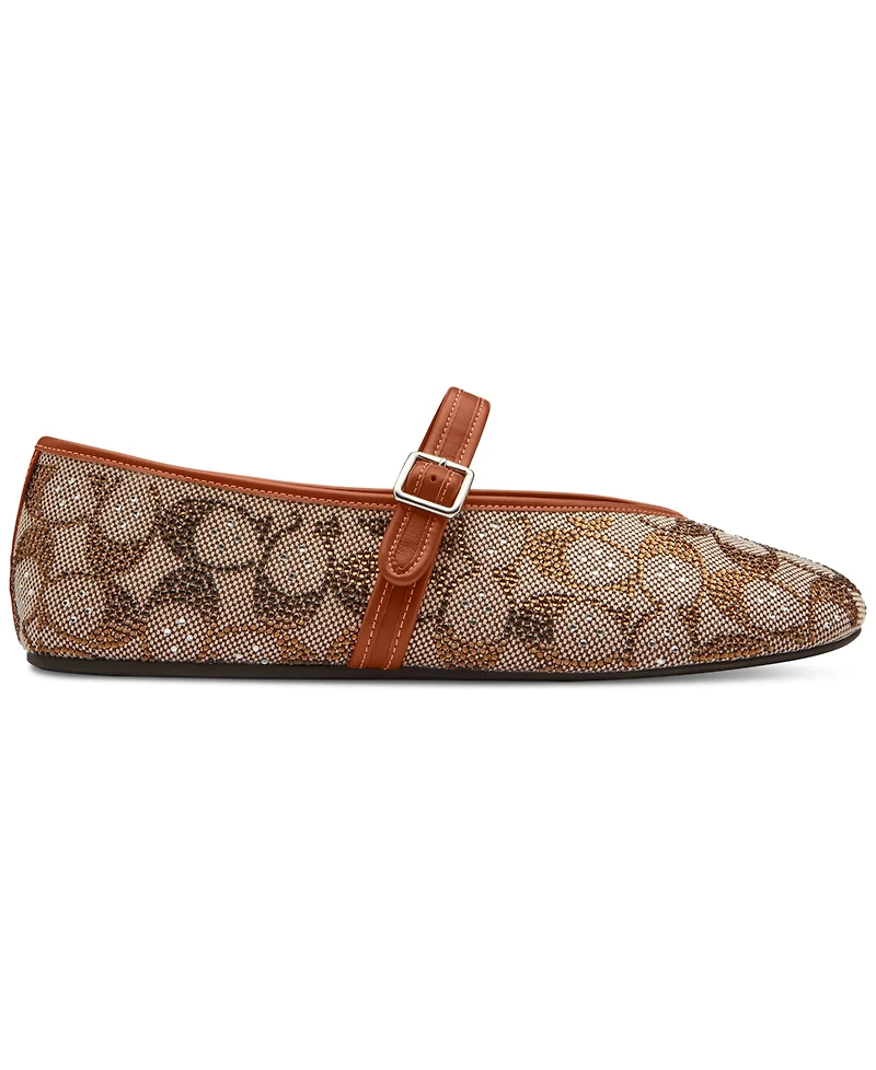 Coach Women's Sculpted C Crystal Signature Jacquard Soft Mary Jane Flats