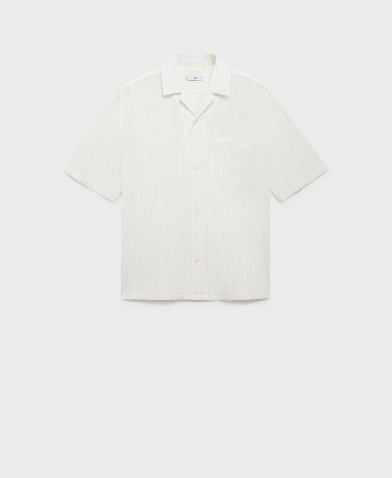 Mango Men's Wrinkled-Effect Pinstripe Shirt