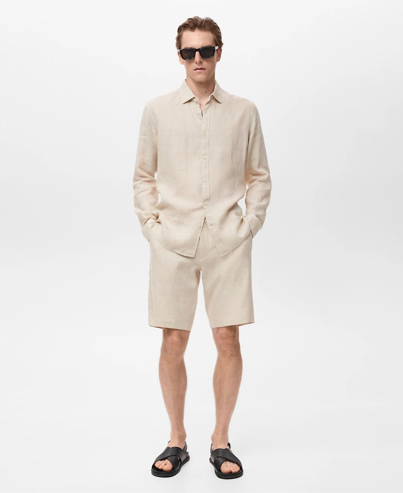 Mango Men's Slim-Fit Linen Bermuda Shorts