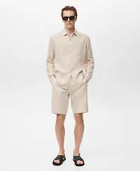 Mango Men's Slim-Fit Linen Bermuda Shorts