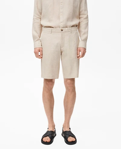 Mango Men's Slim-Fit Linen Bermuda Shorts