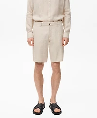 Mango Men's Slim-Fit Linen Bermuda Shorts