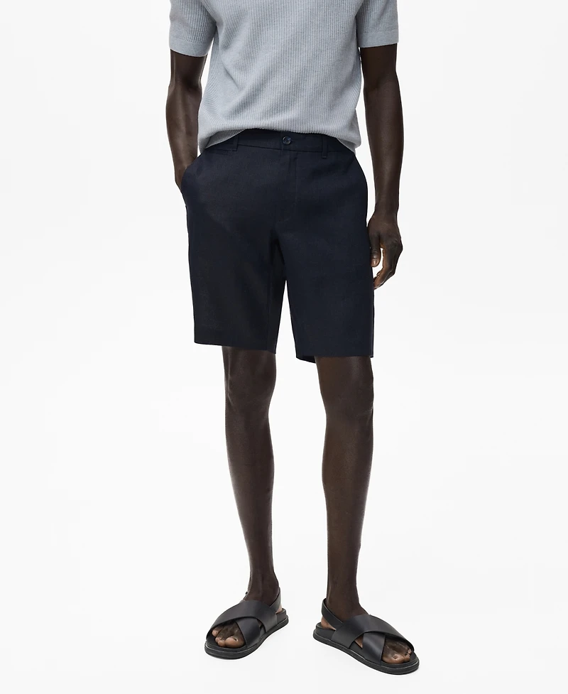 Mango Men's Slim-Fit Linen Bermuda Shorts