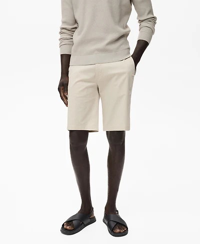 Mango Men's Straight Cotton 10" Bermuda Shorts