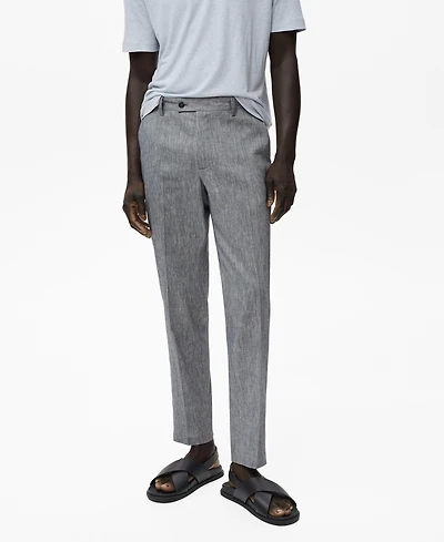 Mango Men's Slim Fit Linen Pants