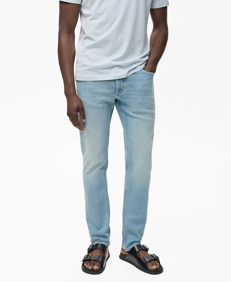 Mango Men's Frayed Effect Jan Slim-Fit Jeans