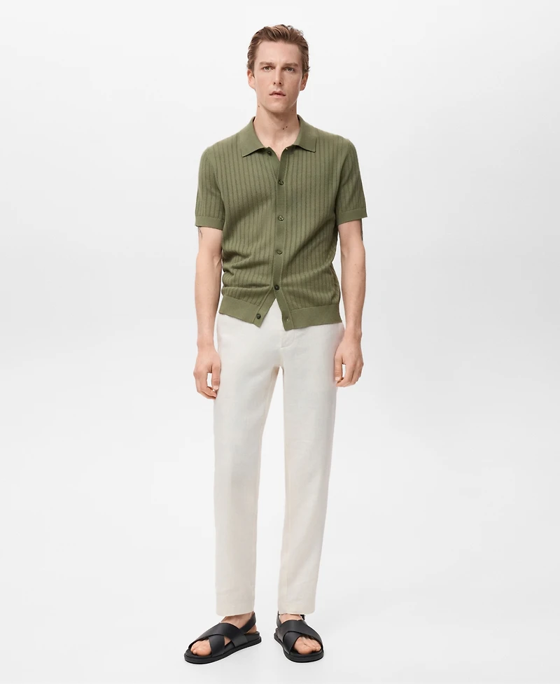 Mango Men's Openwork Detail Cotton Shirt