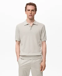 Mango Men's Ribbed Knit Polo Shirt