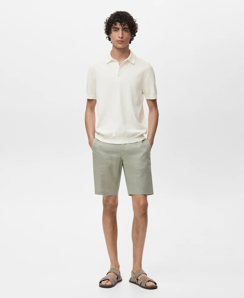 Mango Men's Cotton Fine-Knit Polo Shirt