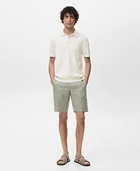 Mango Men's Cotton Fine-Knit Polo Shirt