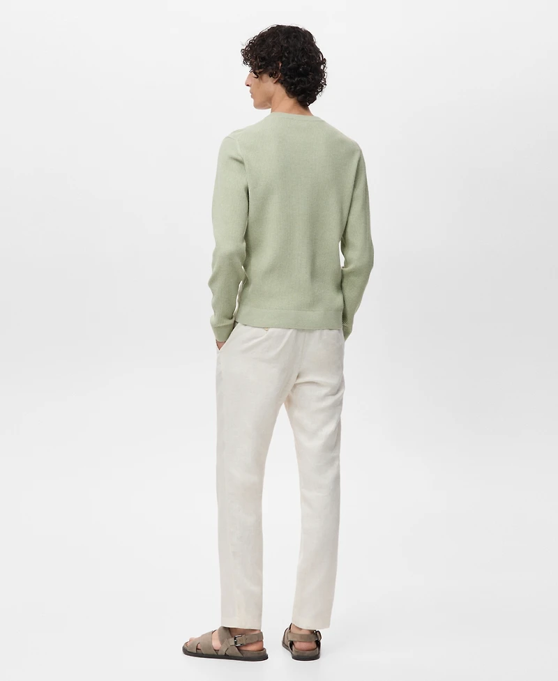 Mango Men's Fine Rib-Knit Cotton Sweater