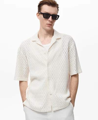 Mango Men's Openwork Detail Cotton Shirt