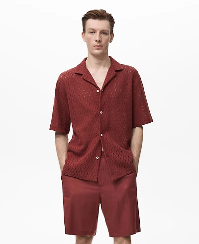 Mango Men's Openwork Detail Cotton Shirt