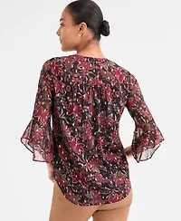 Jones New York Women's V-Neck 3/4 Flutter Sleeve Top