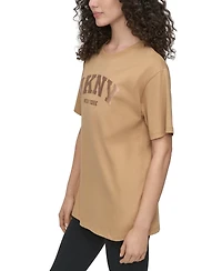 Dkny Sport Women's Varsity Satin Logo Oversized Cotton T-Shirt