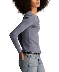 Lucky Brand Women's Lace-Yoke Long-Sleeve Henley Top