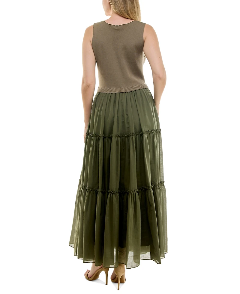 Taylor Women's Sleeveless Tiered Maxi Dress