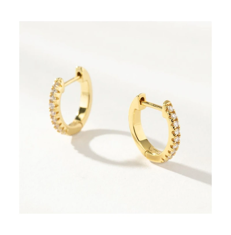 14K Gold-Plated Tiny Huggie Earrings, 0.55"