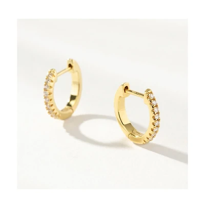 14K Gold-Plated Tiny Huggie Earrings, 0.55"