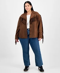 And Now This Trendy Plus Fringed Faux-Suede Jacket, Macy's Exclusive