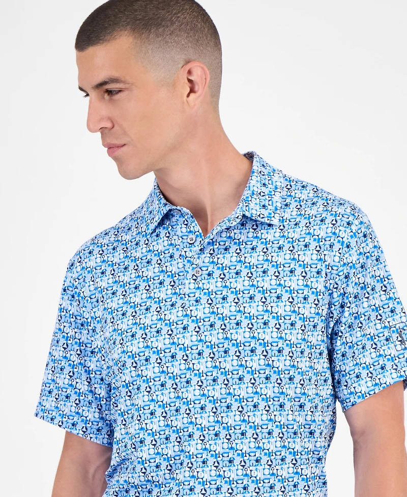 Pga Tour Men's All-Over Geometric Polo Shirt