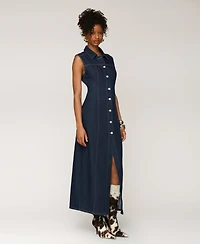 Avec Les Filles Women's Sleeveless Long Shirtdress
