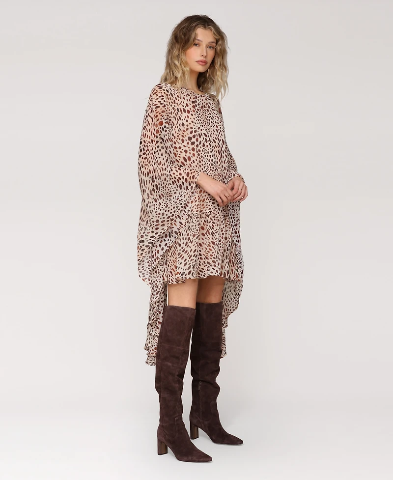 Avec Les Filles Women's Printed Chiffon Short Shift Dress